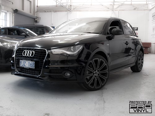 Black vinyl wrap audi