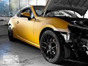 subaru brz matte yellow wrap