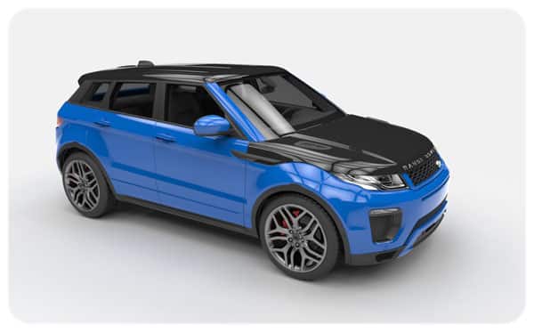 gloss blue evoque black roof bonnet wraps