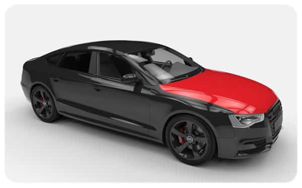 Gloss red bonnet wrap gloss black audi S5