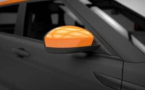 Orange gloss wing mirror wraps evoque