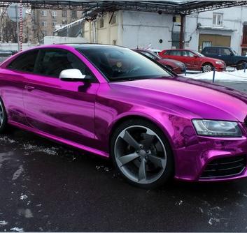 Audi RS5 Chrome Car Vinyl Wrap Pink