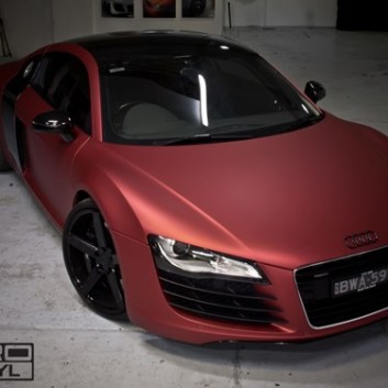 Audi R8 Matte Metallic Car Wrapping Red