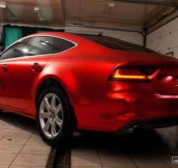 Audi A7 Matte Chrome Car Vinyl Wrapping Red