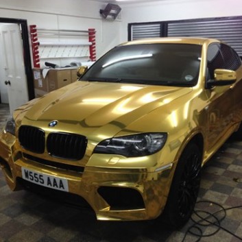 Gold BMW X6 Chrome Car Wrapping