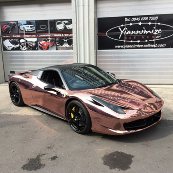 Bronze Ferrari 458, Chrome Car Wrap