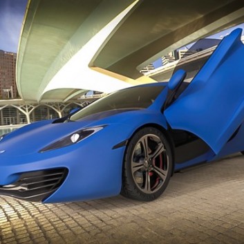 Blue McLaren MP4-12C Matte Car Wrapping