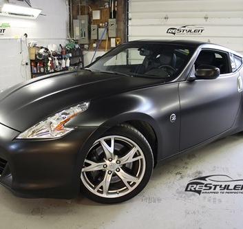 Nissan 370z Satin Black Vinyl Wrap